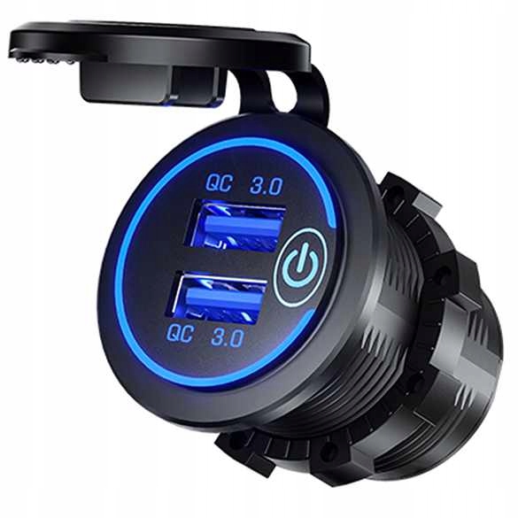 GNIAZDO ŁADOWANIA QC 2x USB 3.0A QUICK CHARGE