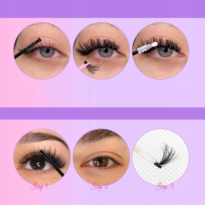 270 SZT ZESTAW DO SAMODZIELNEGO PRZEDŁUŻANIA Rzęsy D CURL CLUSTER LASHES IN