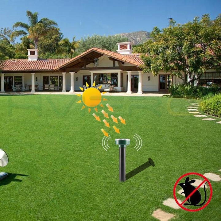 DUŻY Zestaw 4x ODSTRASZACZ na KRETY MYSZY KUNY GRYZONIE SOLARNY ZASIĘG