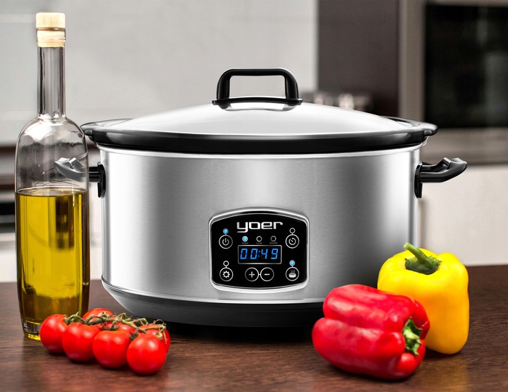 Wolnowar Garnek ceramiczny Slow Cooker Yoer INOX LCD 320W 6,5L