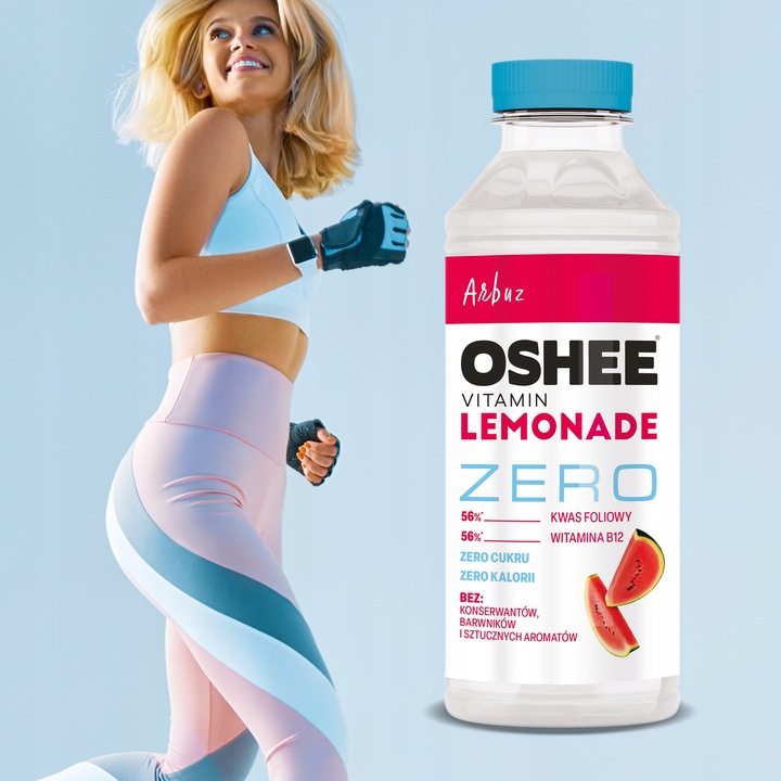 6x OSHEE ZERO Vitamin Lemonade arbuz z witaminami bez cukru 555 ml