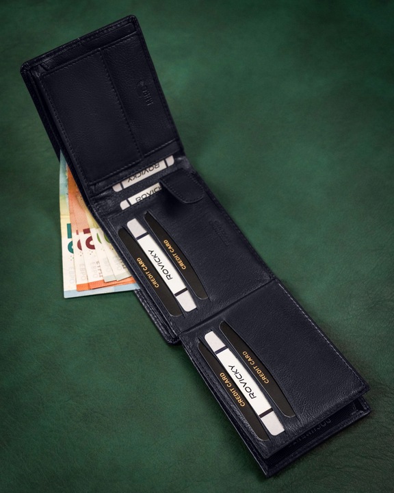 ROVICKY portfel skórzany męski poziomy zapinany RFID na prezent