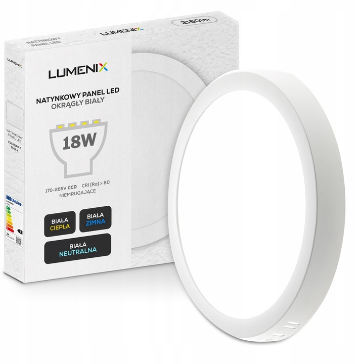 PANEL plafon sufitowy LED NATYNKOWY OKRĄGŁY 18W 1620lm Nie mruga CCD SLIM