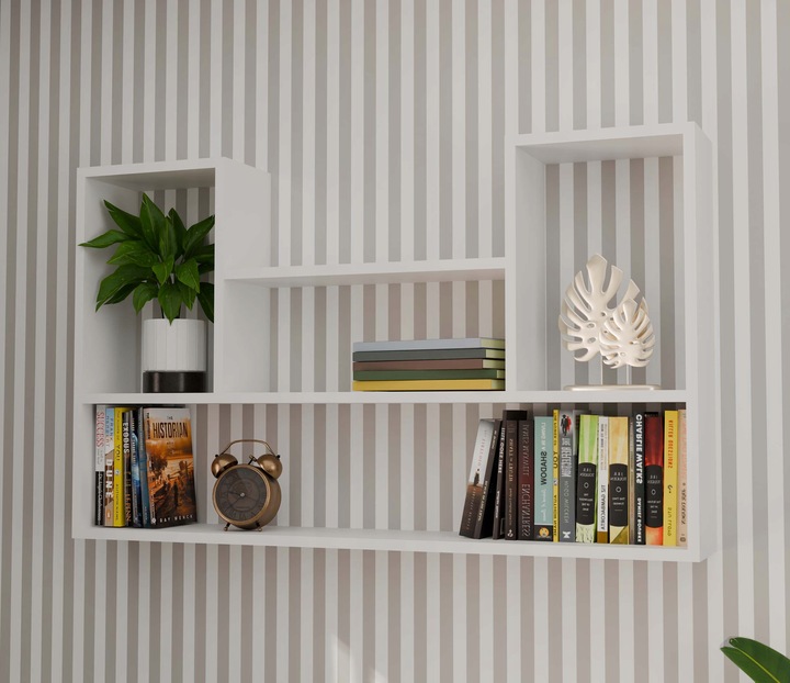 REGAŁ WISZĄCY BILBAO 4P BIEL BIAŁY - PÓŁKI ŚCIENNE, NOWOCZESNY DESIGN