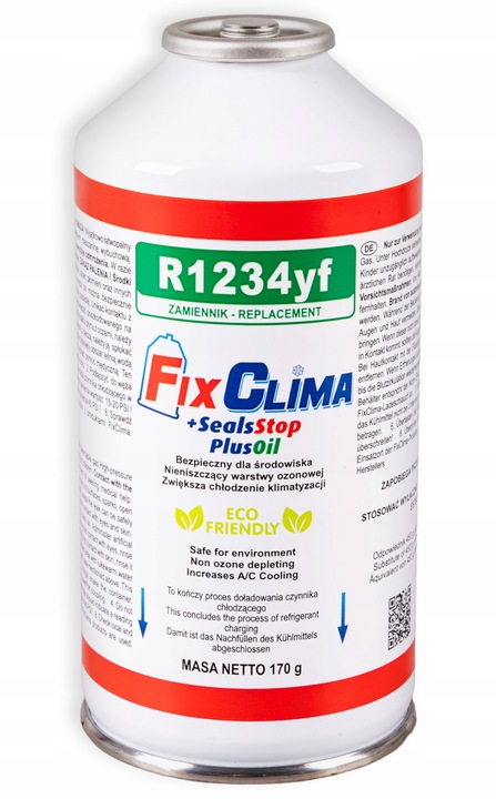 ZESTAW DO NAPEŁNIANIA KLIMATYZACJI AUT CZYNNIK R1234YF + USZCZELNIACZ