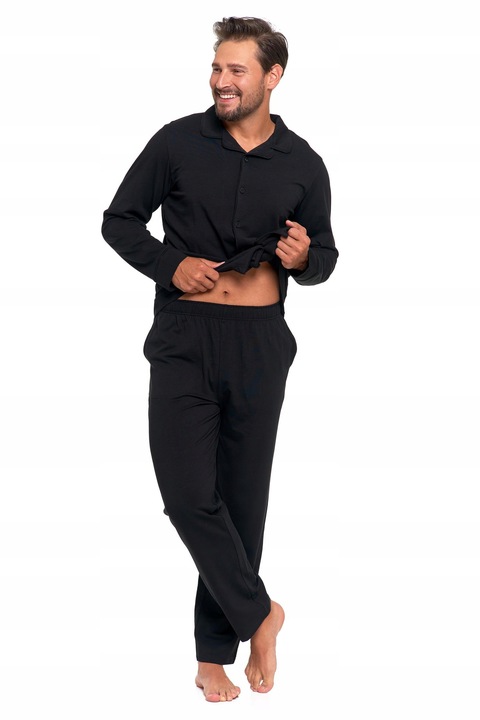 PIŻAMA MĘSKA BAWEŁNIANA ROZPINANA DŁUGI RĘKAW I SPODNIE WYGODNA MORAJ