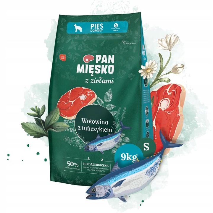 Pan Mięsko z Ziołami karma sucha dla psa WOŁOWINA TUŃCZYK małe rasy