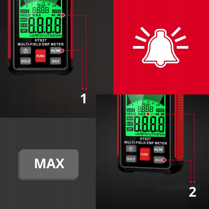 MIERNIK POLA ELEKTROMAGNETYCZNEGO EMF TESTER FAL RADIOWYCH HABOTEST HT627