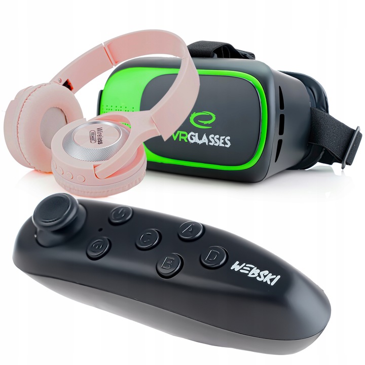 WIRTUALNA RZECZYWISTOŚĆ GOGLE VR 3D 360 DO TELEFONU Z KONTROLEREM SŁUCHAWKI