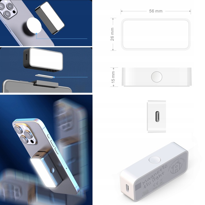 Magnetyczna lampa do selfie do telefonu, kompatybilna z Magsafe iPhone,