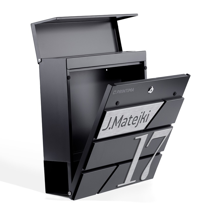 DUŻA SKRZYNKA NA LISTY Z ADRESEM NUMEREM DOMU | SERBRNA ANTRACYT RAL