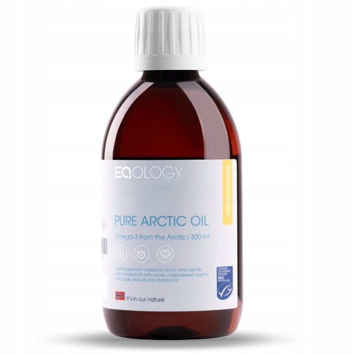 Eqology Pure Arctic Oil Lemon 300 ml Olej Omega-3 cytrynowy Kwasy EPA DHA