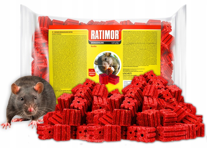 MOCNA TRUTKA TRUCIZNA NA MYSZY I SZCZURY KOSTKA 1KG BROMADIOLONE
