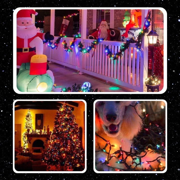 LAMPKI CHOINKOWE 300LED 22m ZEWNĘTRZNE WEWNĘTRZNE MULTIKOLOR ŚWIĄTECZNE