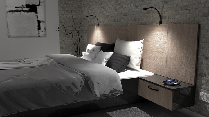 Lampa nocna LED do łóżka sypialni giętka czarna przykręcana 2x FLEXI R