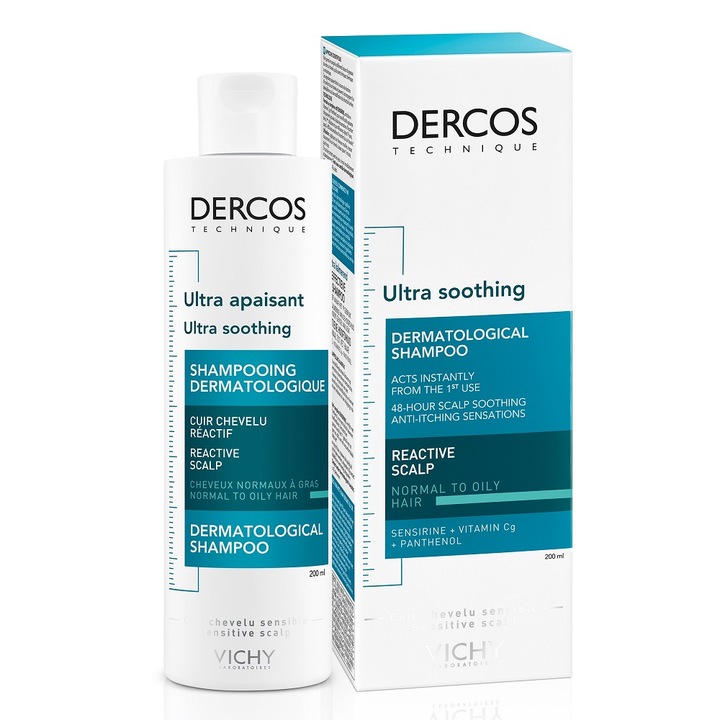 Szampon Dercos Ultra Soothing Vichy 200 ml Włosy Tłuste Przetłuszczające