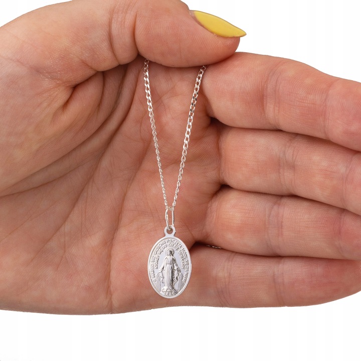 SREBRNY ŁAŃCUSZEK I MEDALIK KOMUNIA CHRZEST 50 CM