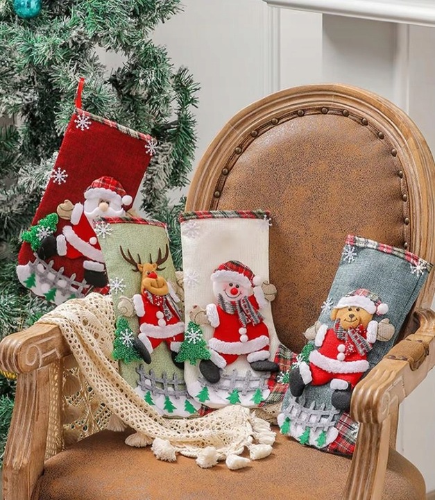 4X SKARPETA ŚWIĄTECZNA NA PREZENT Duża Ozdobna NA KOMINEK Okno Dekoracyjna