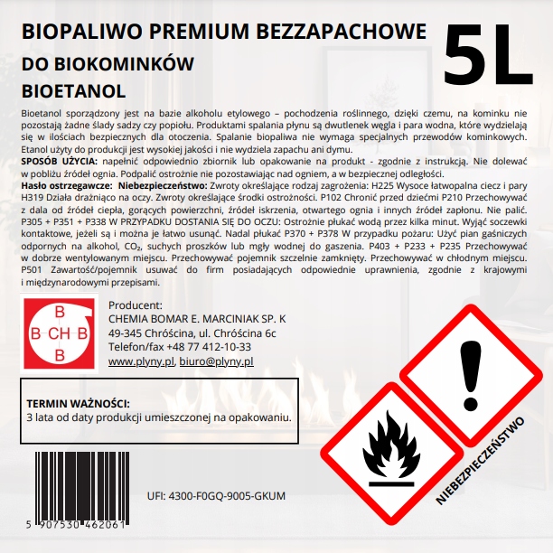 BIOPALIWO PREMIUM - Paliwo do biokominka Bezzapachowe Jakość PREMIUM