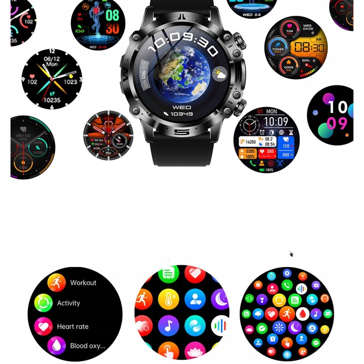 SMARTWATCH ZEGAREK MĘSKI KARDIOWATCH POMIAR GLUKOZY CUKRU EKG MENU POLSKIE