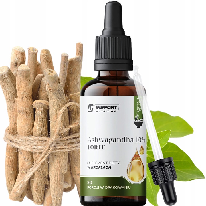 ASHWAGANDHA KROPLE 30ml FORTE 10% WITANOLIDÓW PAMIĘĆ KONCENTRACJA | INSPORT
