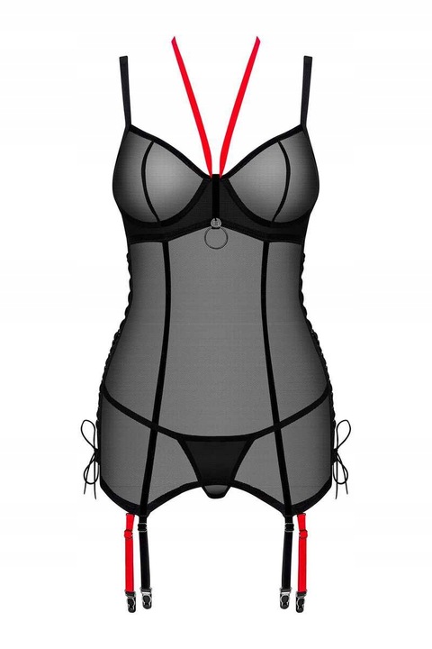 Obsessive Gorset i stringi Glandez czarne XL/2XL