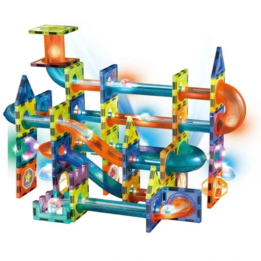 DUŻE KLOCKI MAGNETYCZNE KONSTRUKCYJNE ŚWIECĄCY TOR KULKOWY 75 ELEMENTÓW