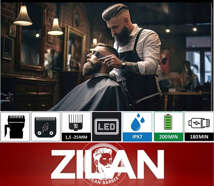 MASZYNKA DO STRZYŻENIA TRYMER DO BRODY WŁOSÓW BARBER USB ZILAN QUERA