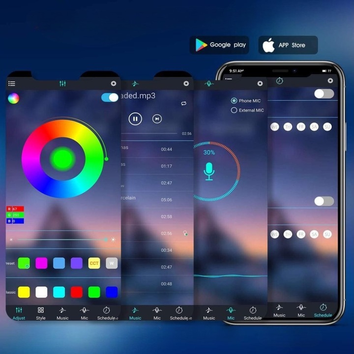 Taśma led rgb 10m neon kolorowa plot aplikacja bluetooth mocna pasek