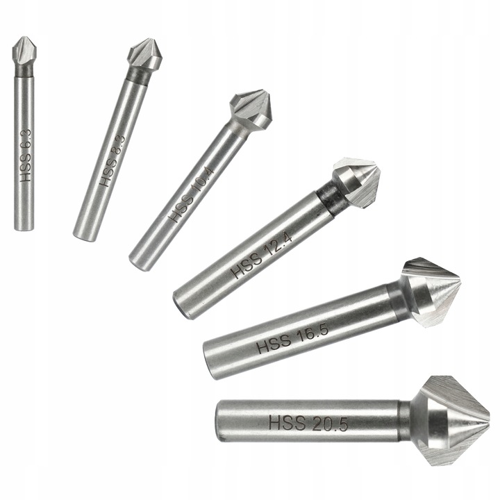 FAZOWNIK POGŁĘBIACZ STOŻKOWY DO METALU WIERTŁA FREZY ZESTAW 6SZT RASTOOL