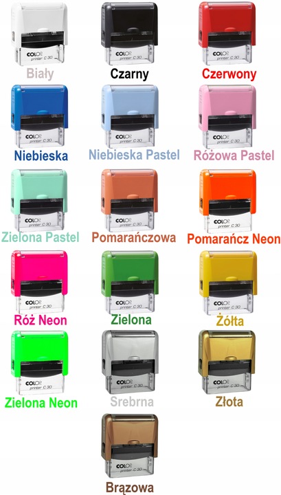 COLOP C30 Pieczątka do 6 wersów FIRMOWA LEKARSKA IMIENNA BIUROWA - kolory