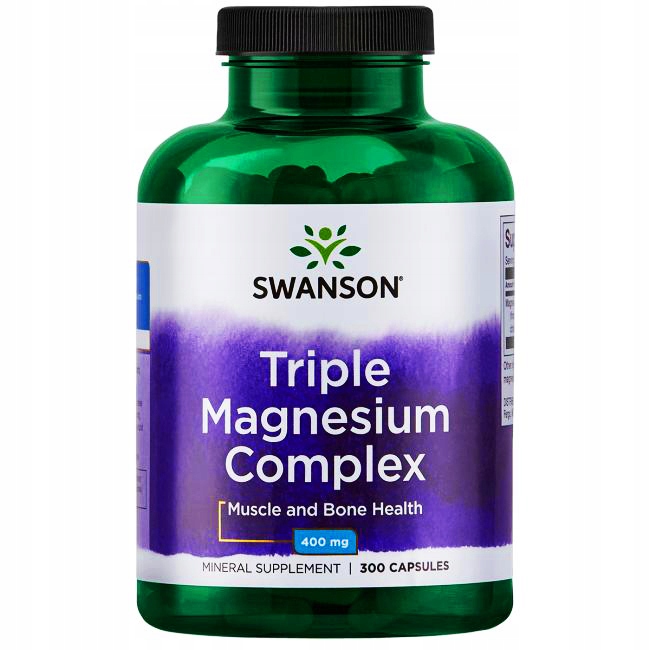 SWANSON TRIPLE MAGNESIUM Complex MAGNEZ 400mg 300 kapsułek KOŚCI pamięć SEN
