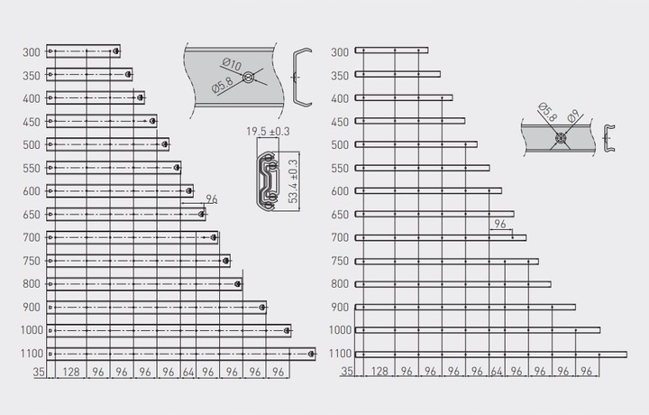 PROWADNICA KULKOWA GTV DO SZUFLADY H53 L500 100KG PEŁNY WYSUW MOCNA