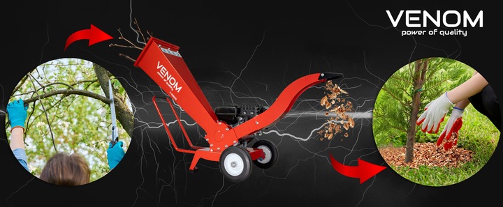 MOCNY ROZDRABNIACZ DO GALEZI SPALINOWY MAX 60MM SILNIK 212CC 2xNÓŻ