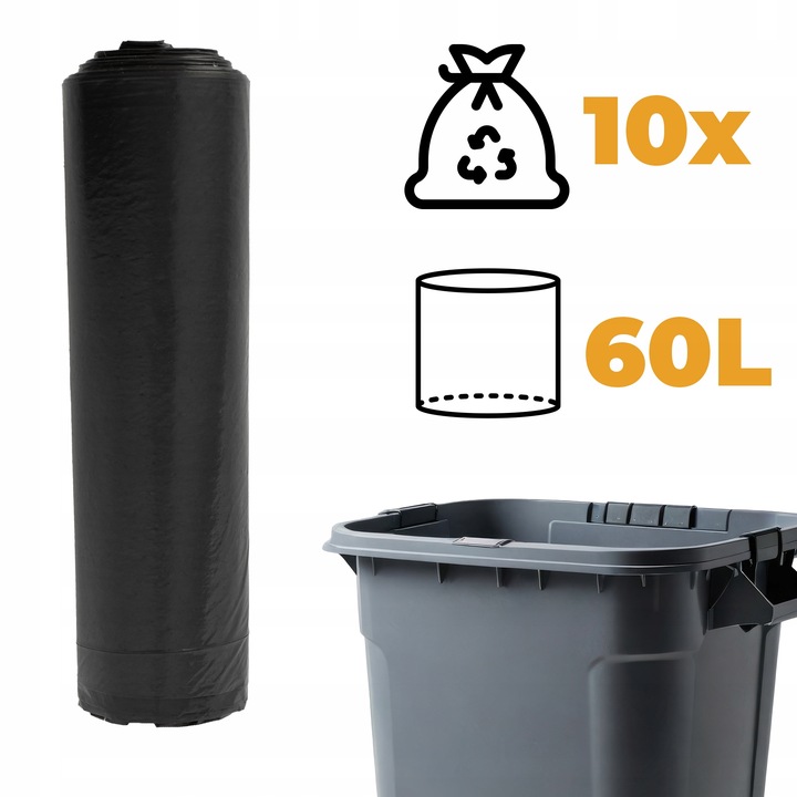 WORKI NA ŚMIECI 60L DO SEGREGACJI NA ODPADY WYTRZYMAŁE 100SZT BARDZO MOCNE