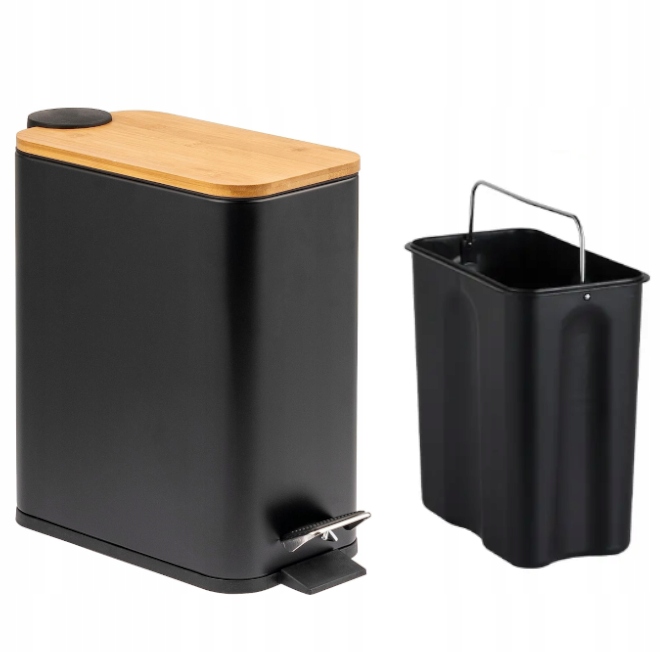 Kosz pojemnik na śmieci z przyciskiem nożnym 6l duży CZARNY LOFT SOLIDNY