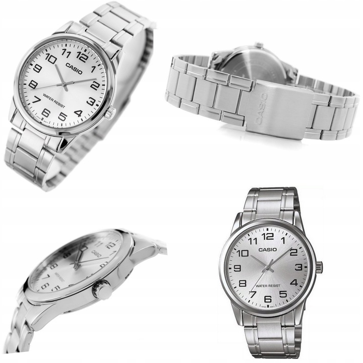 ZEGAREK MĘSKI CASIO HERMAN +BOX +GRAWER stalowy cyfry bransoleta srebrny