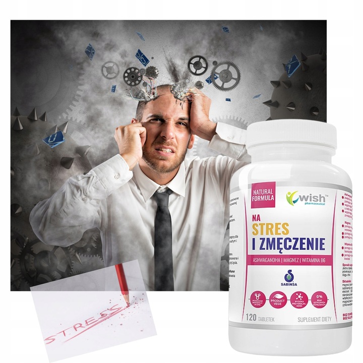 STRES ZMĘCZENIE Ashwagandha + Magnez + Wit B6 120t