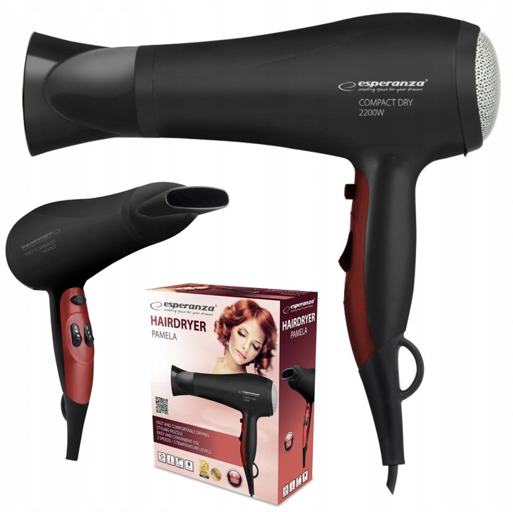 SUSZARKA DO WŁOSÓW ZIMNY NAWIEW + KOŃCÓWKA 3 TRYBY 2200W