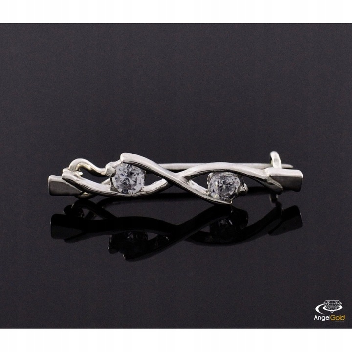 ELEGANCKA SREBRNA ZDOBIONA BROSZKA DO ŻAKIETU 925