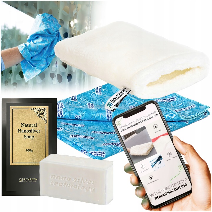 Zestaw UNIWERSALNY Rękawica M + Sunbeam + Białe Mydło z Nanosrebrem Raypath