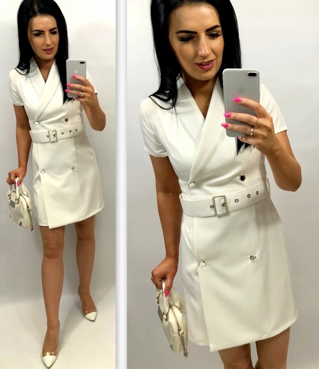 Sukienki Damskie na Komunię Chrzciny Sukienka Elegancka Ołówkowa Róż M