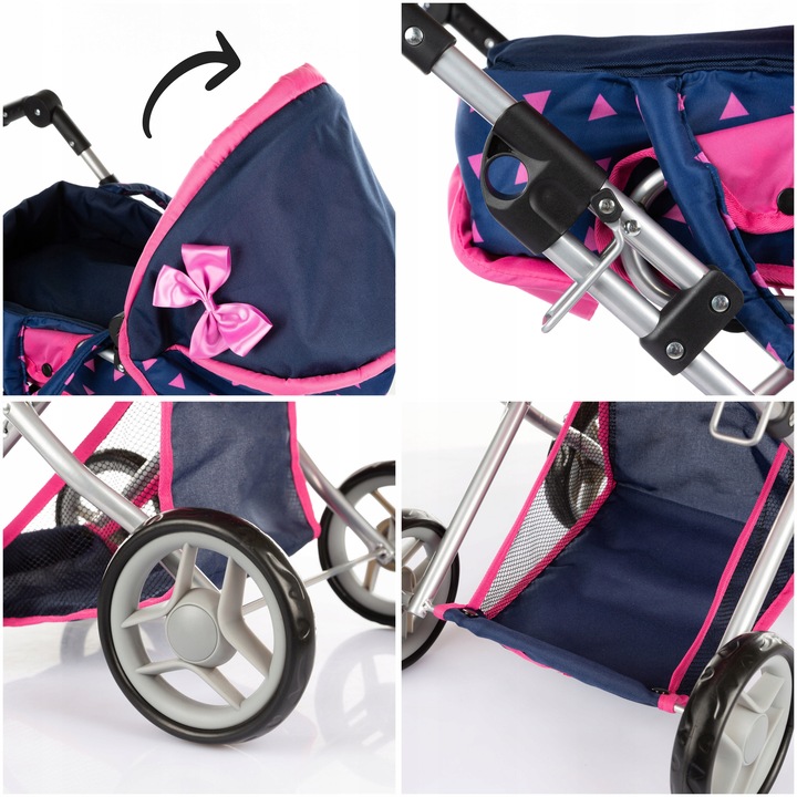 WÓZEK DLA LALEK GŁĘBOKI SPACERÓWKA GONDOLA 3w1 KINDERPLAY TORBA POŚCIEL
