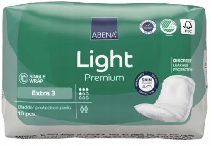 WKŁADKI podpaski 4x10szt UROLOGICZNE na nietrzymanie moczu ABENA EXTRA