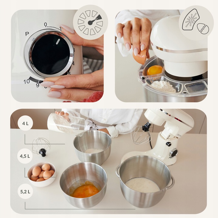 Robot Kuchenny 3 x MISY Wielofunkcyjny MIKSER PLANETARNY POTRÓJNY 5,2L