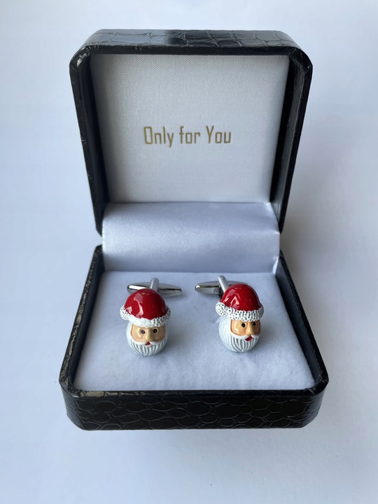 Markowe spinki do mankietów Exciting Czarna Koniczyna Koniczynka z Onyxem