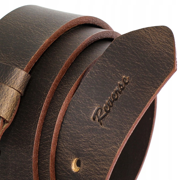 Szeroki skórzany pasek męski do JEANSÓW REVERSE SKÓRA NATURALNA LICOWA 100