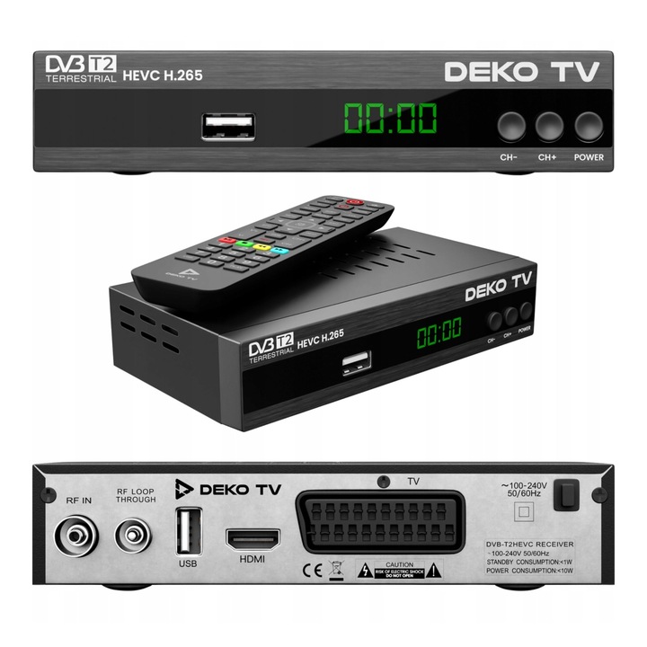 Tuner Dekoder DVB-T2 DekoTV PRO2 Telewizji Naziemnej HEVC H.265 DEKO