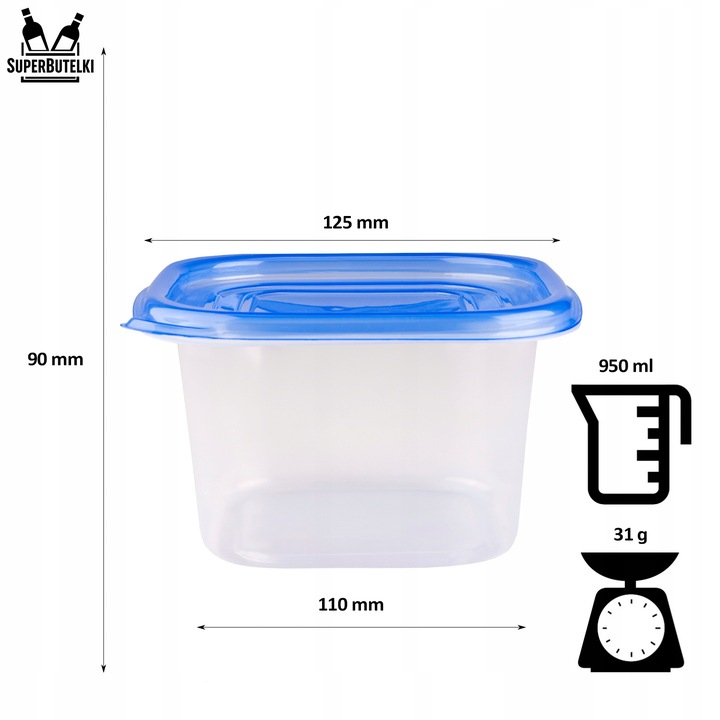 5x 700 ml Pojemniki 5x 950 ml LUNCHBOX do przechowywania na żywność