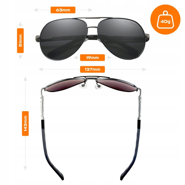 OKULARY PRZECIWSŁONECZNE męskie AVIATOR POLARYZACYJNE PILOTKI UV400 +